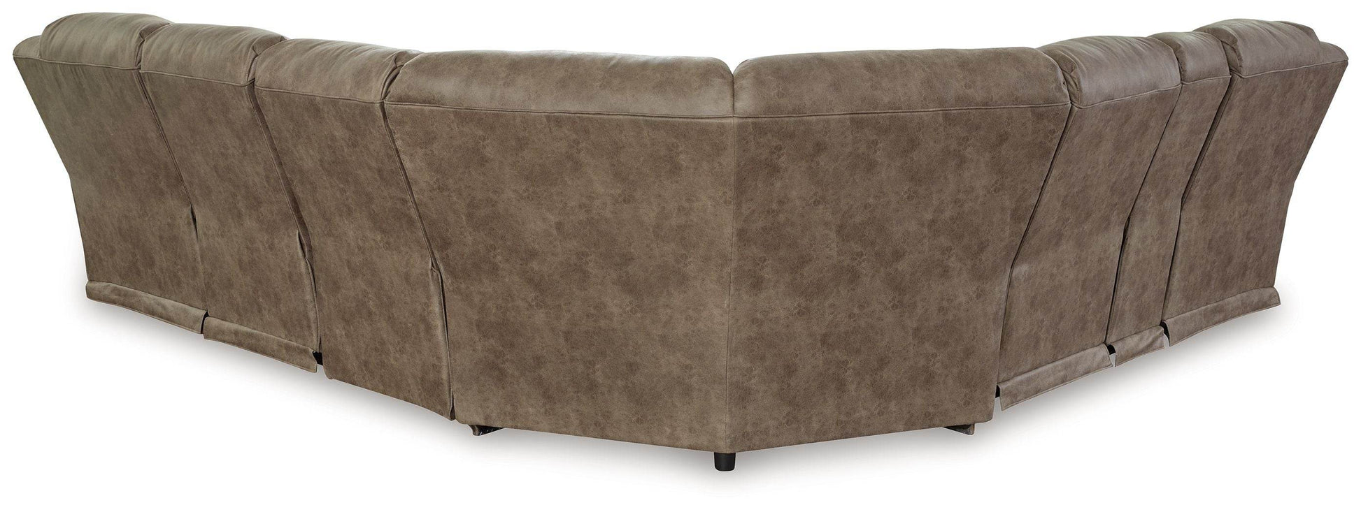 Ravenel - Fossil - 4-Piece Power Reclining Sectional With Laf Power Reclining Loveseat With Console - Faux Leather - Forward Furniture