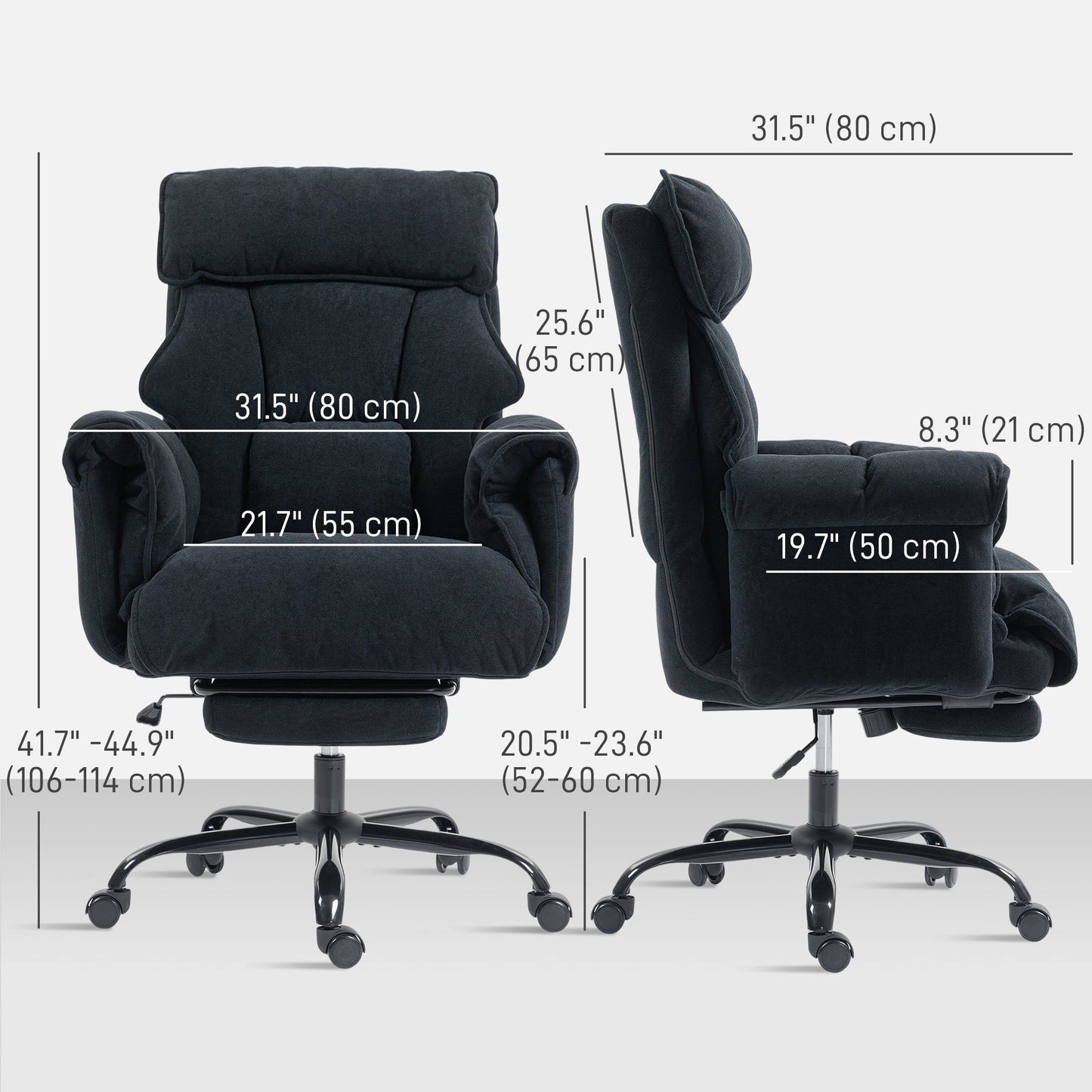 Office Chair with Footrest & Adjustable Headrest - Black