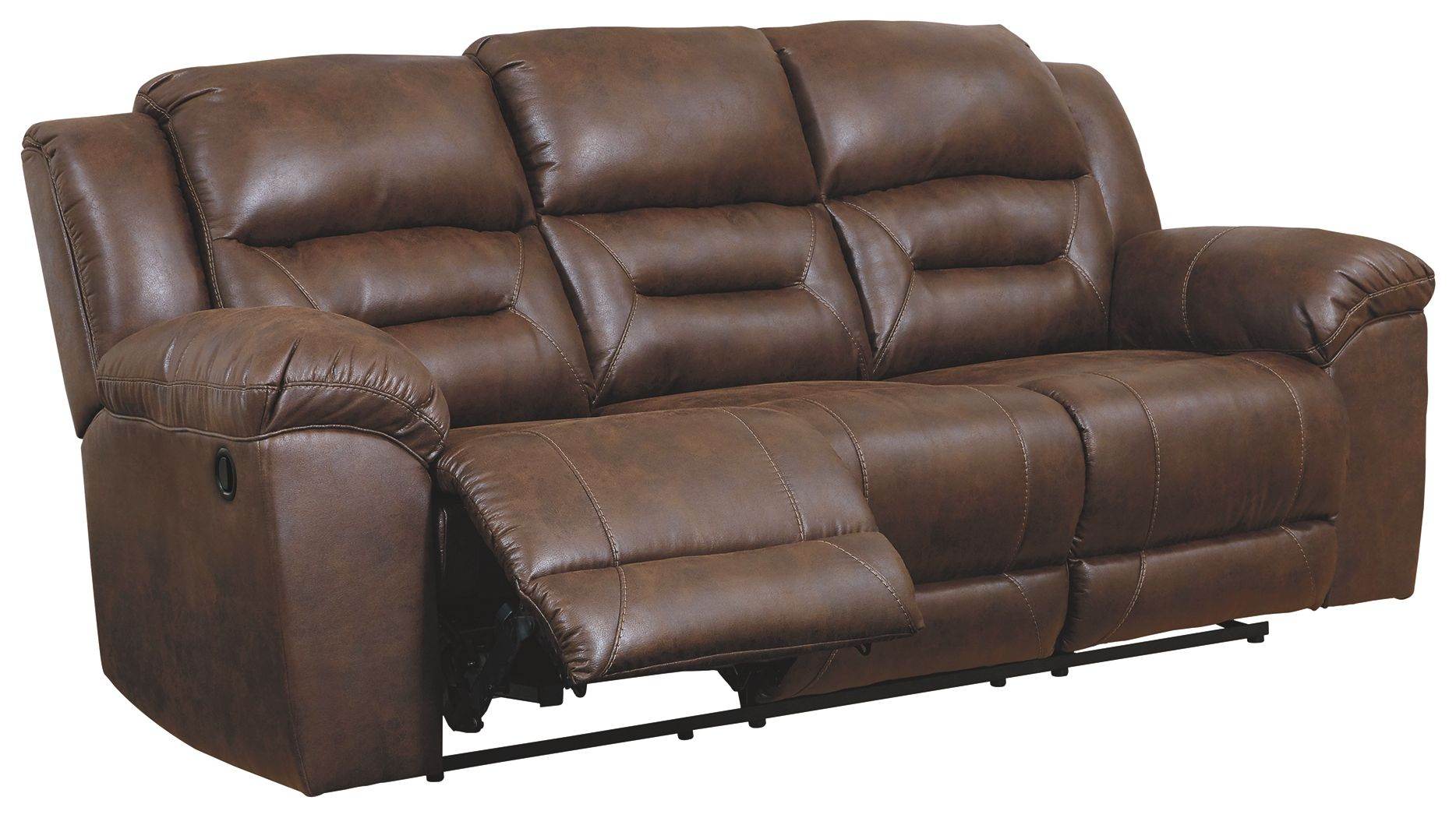 Stoneland - Chocolate - Reclining Sofa - Faux Leather - Forward Furniture
