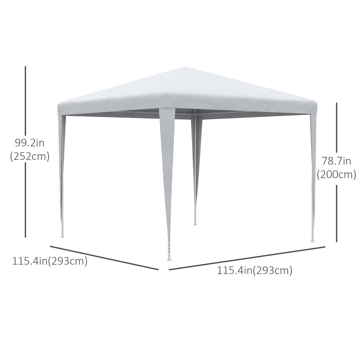 9' x 9' Portable Canopy Party Tent Gazebo Outdoor Sunshade for Weddings Parties with Dressed Legs, White
