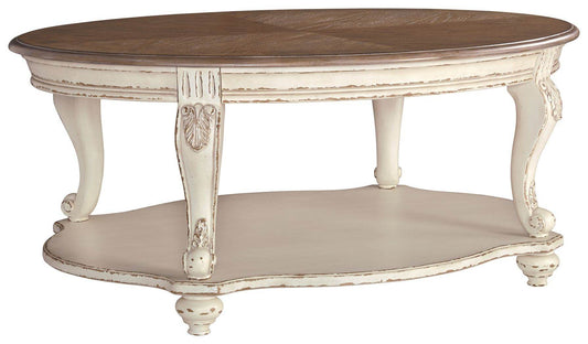 Realyn - White / Brown - Oval Cocktail Table - Forward Furniture
