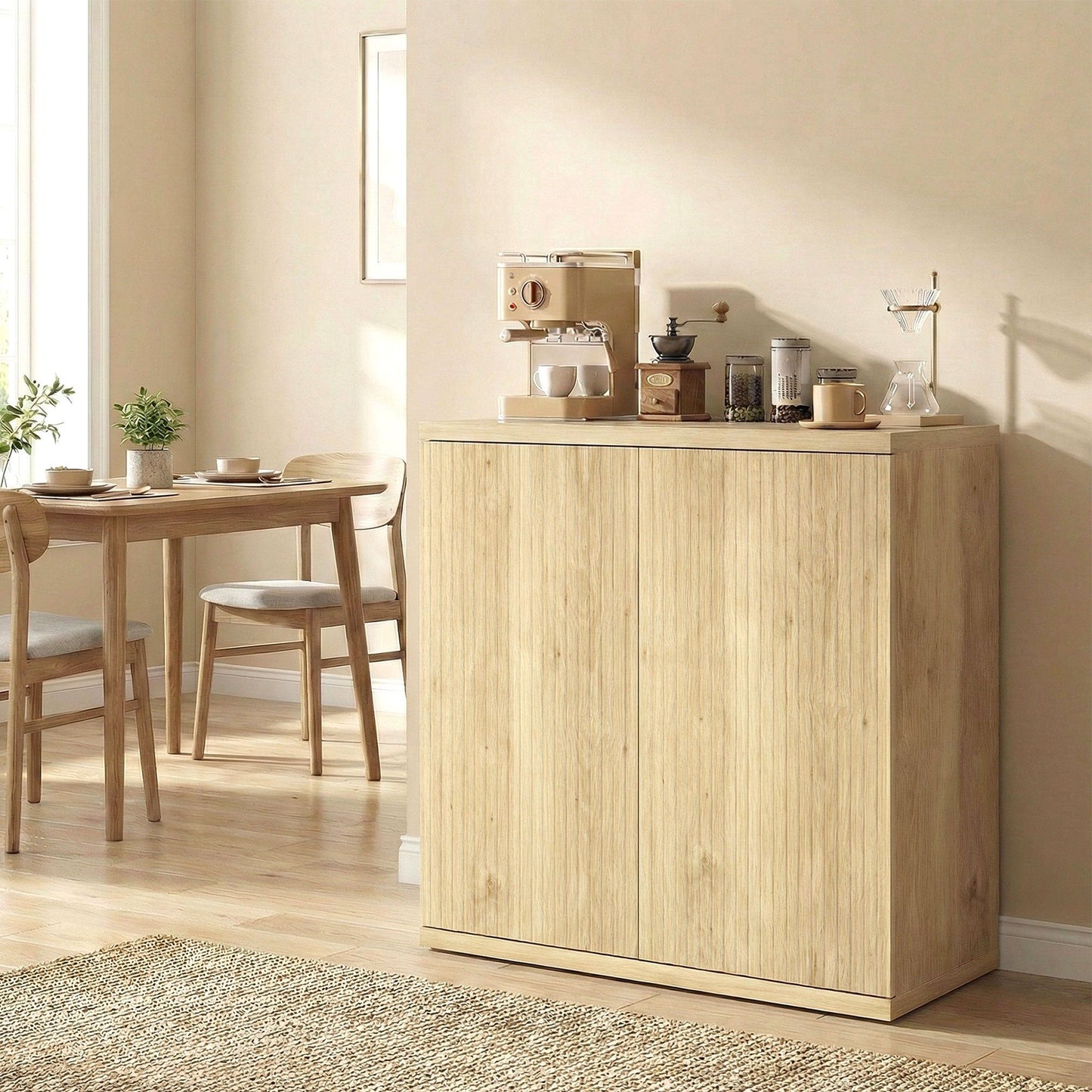 30.7" Sideboard Buffet Cabinet with Soft-Close Door - Oak