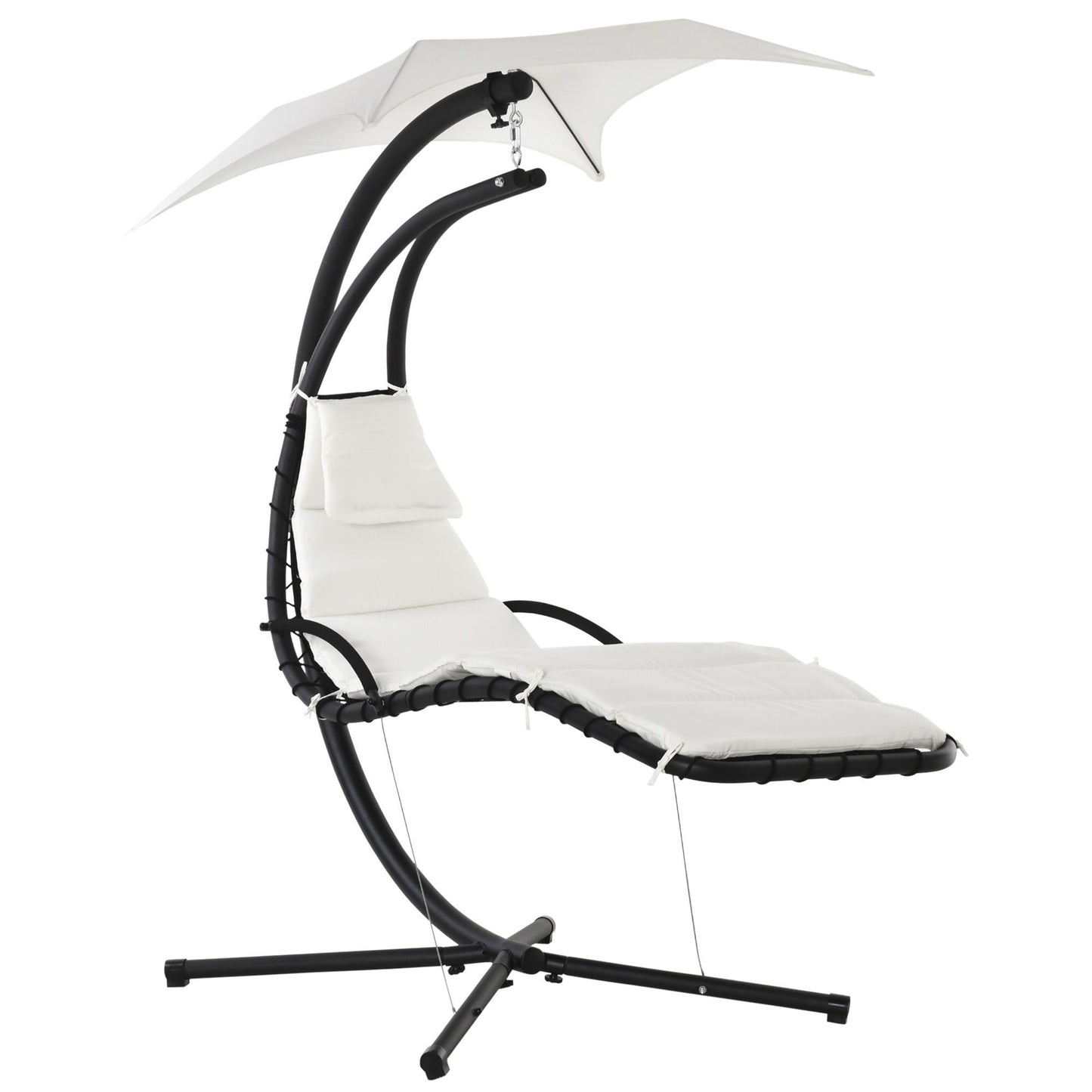 Swing Chaise with Stand Floating Chaise Lounge Cream White