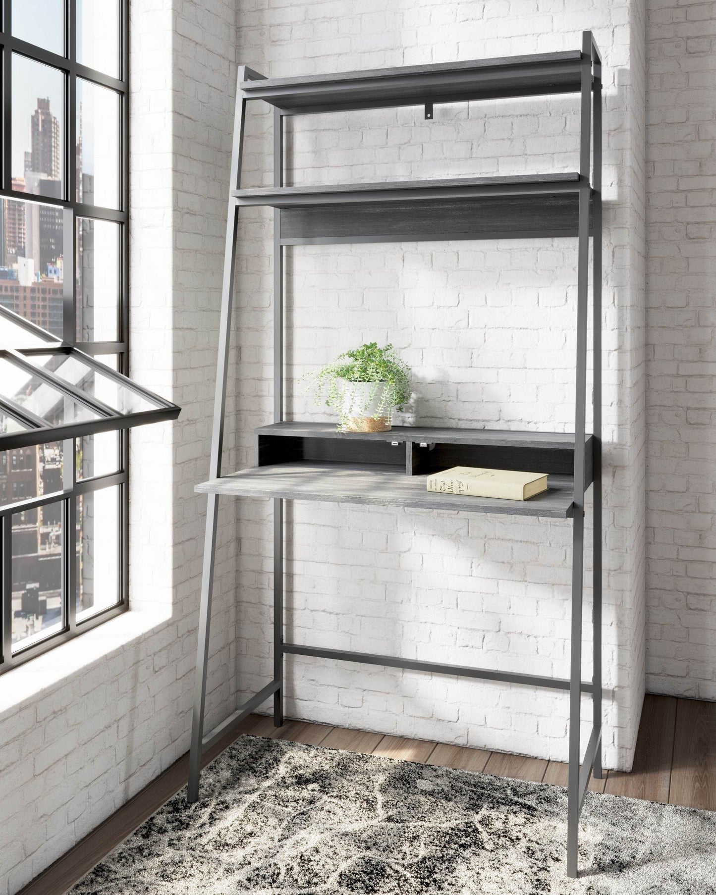 Yarlow - Black - Home Office Desk and Shelf - Forward Furniture