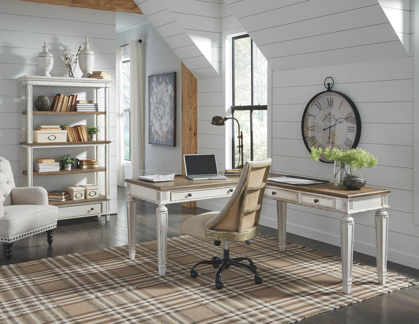 Realyn - White / Brown - Home Office L Shaped Desk - Forward Furniture