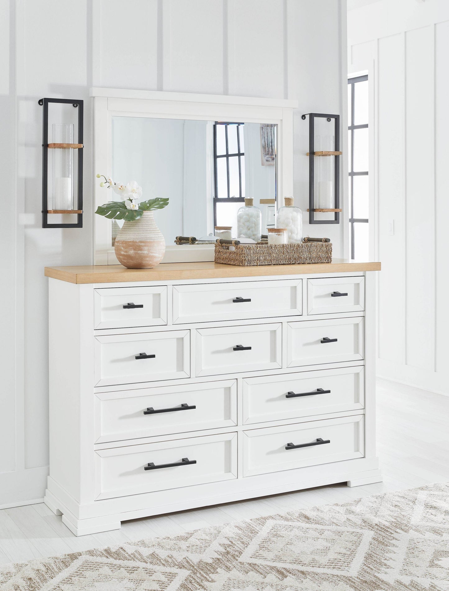 Ashbryn - White / Natural - Dresser And Mirror - Forward Furniture