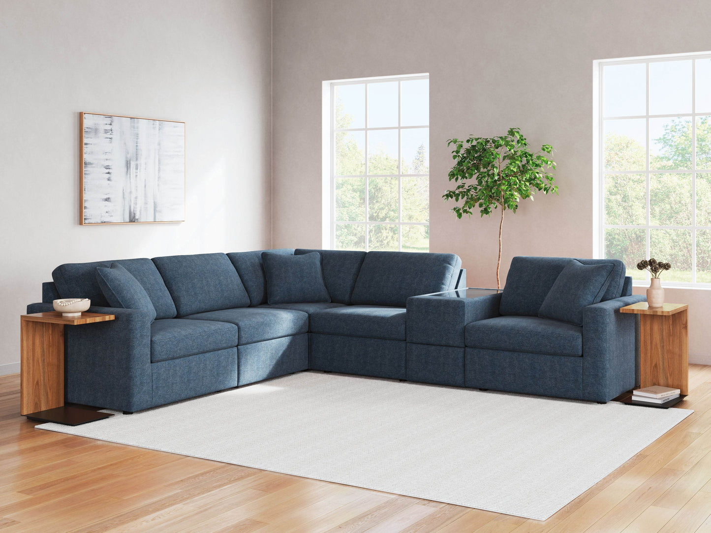 Modmax - Ink - 6-Piece Sectional With Storage Console - Fabric - Forward Furniture