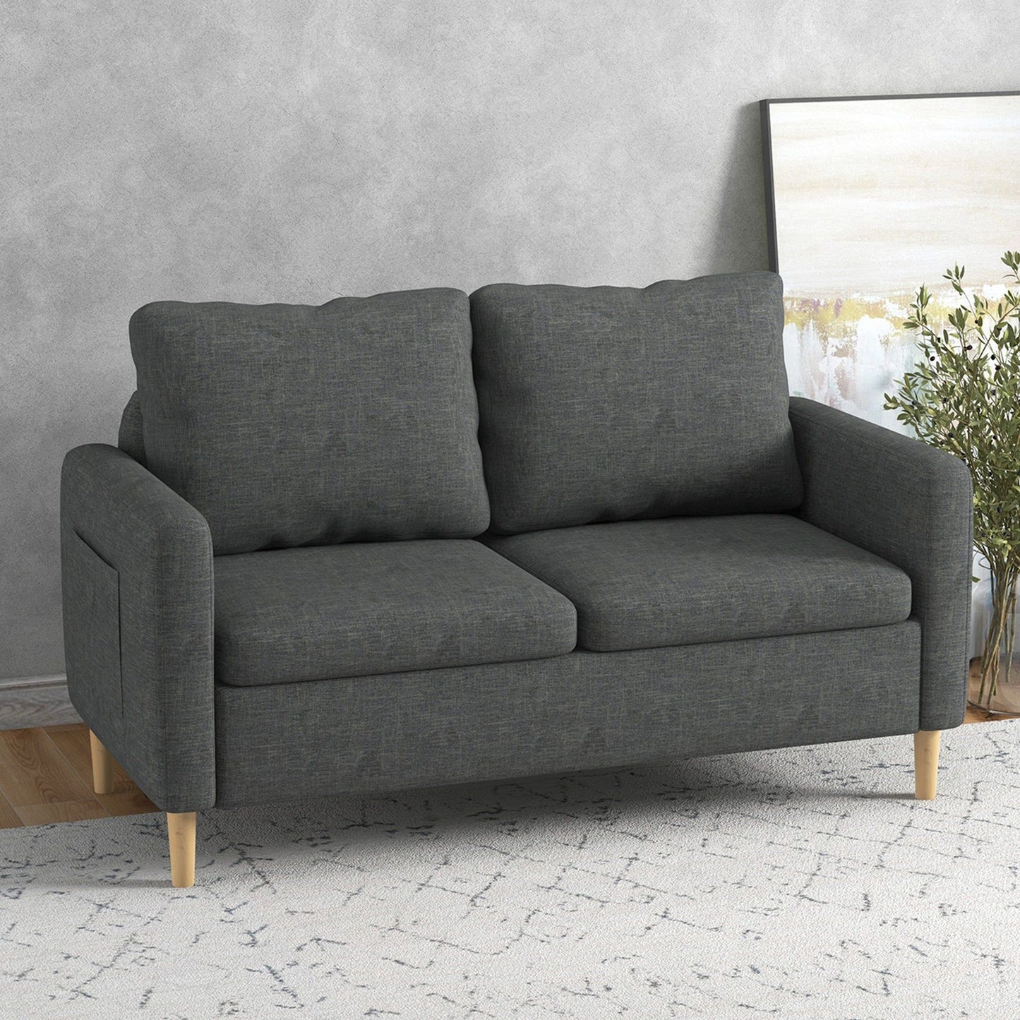 56" Loveseat Sofa with Side Pockets - Grey