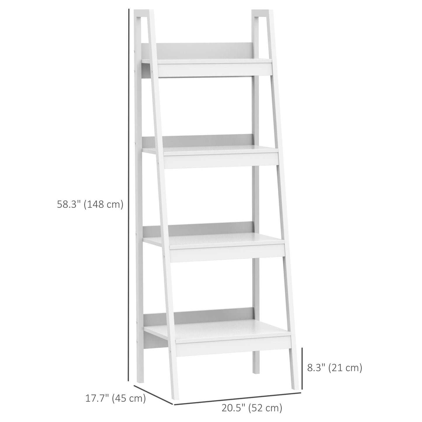 Set of 2 4-Tier Ladder Bookcases - White