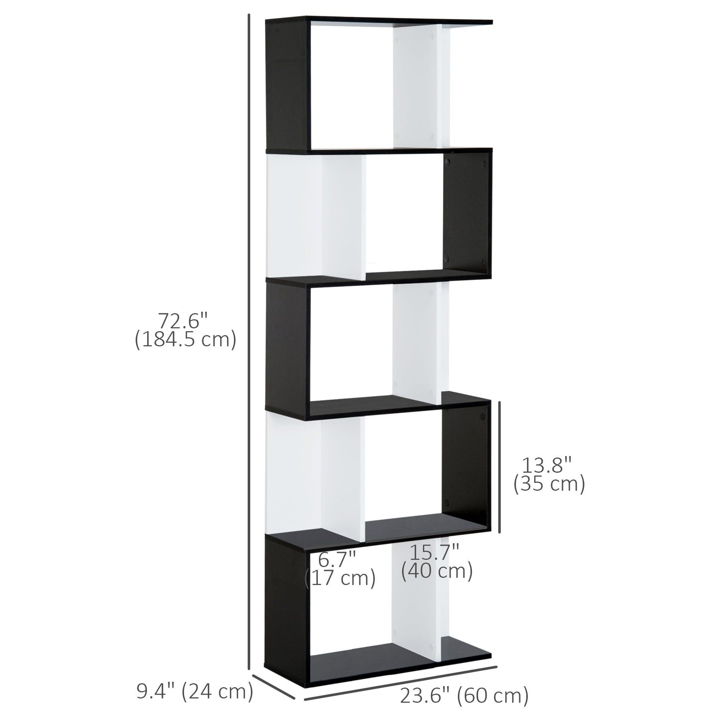 5-Tier Bookcase Room Divider - Black