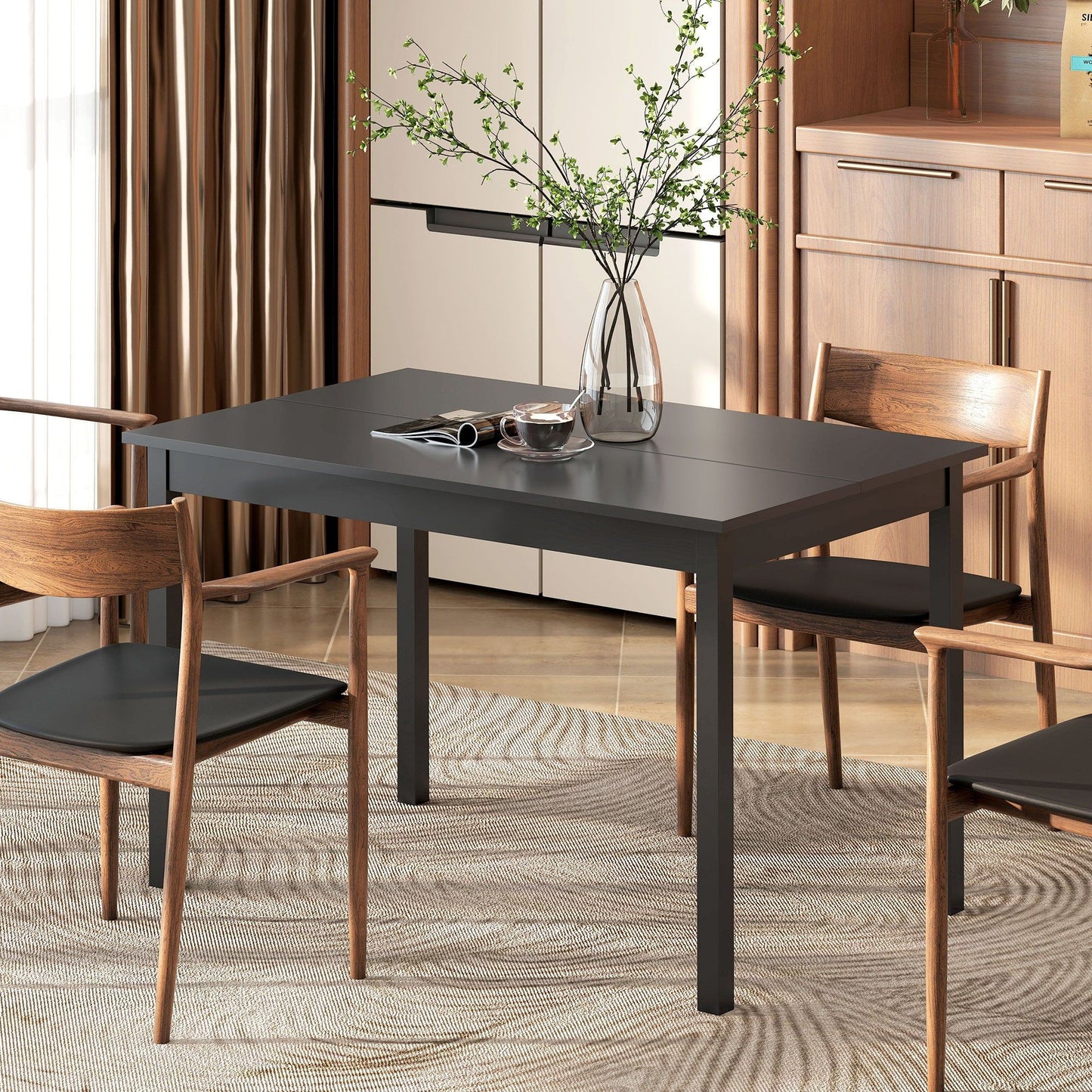 47" Farmhouse Dining Table with Pine Frame - Black