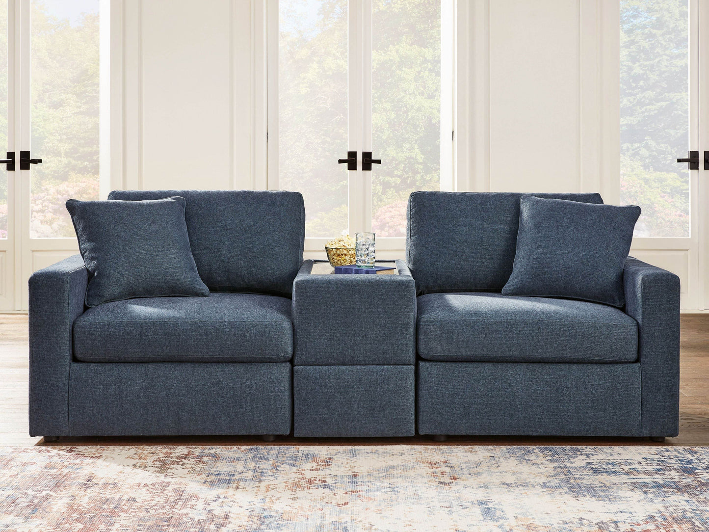 Modmax - Ink - 3-Piece Sectional Sofa With Storage Console - Fabric - Forward Furniture