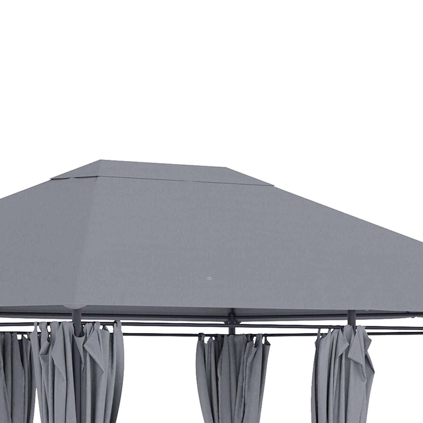 13'x 10' Soft-top Steel Patio Gazebo Canopy Party Tent with 6 Removable Curtains and Drainage Holes, Grey