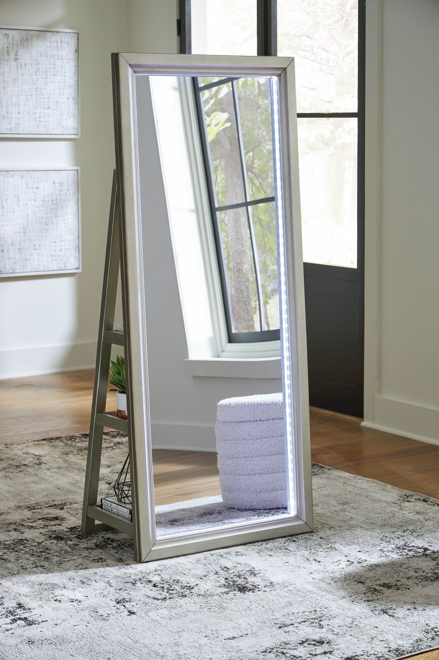 Evesen - Champagne - Floor Standing Mirror With Storage - Forward Furniture