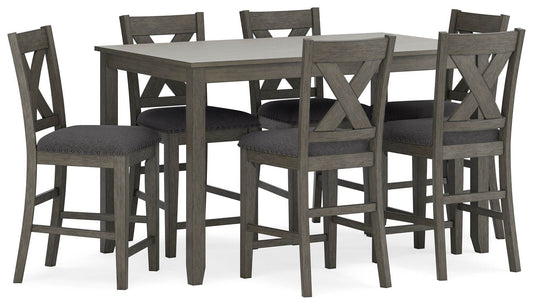 Caitbrook - Gray - Rect Drm Counter Table Set (Set of 7) - Forward Furniture