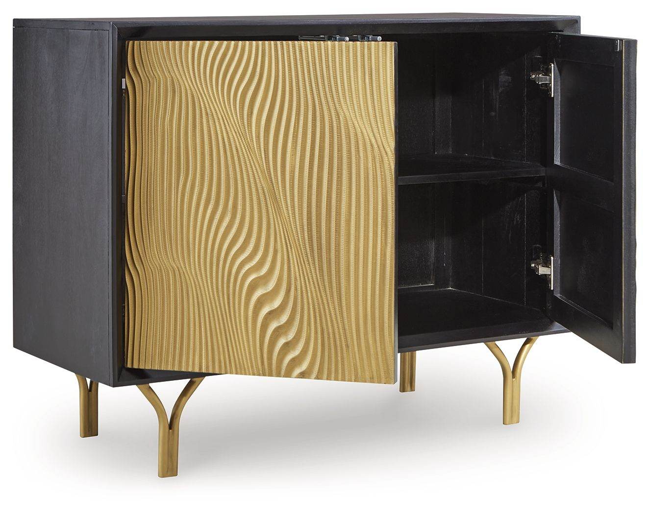 Tayner - Black / Gold Finish - Accent Cabinet - Forward Furniture