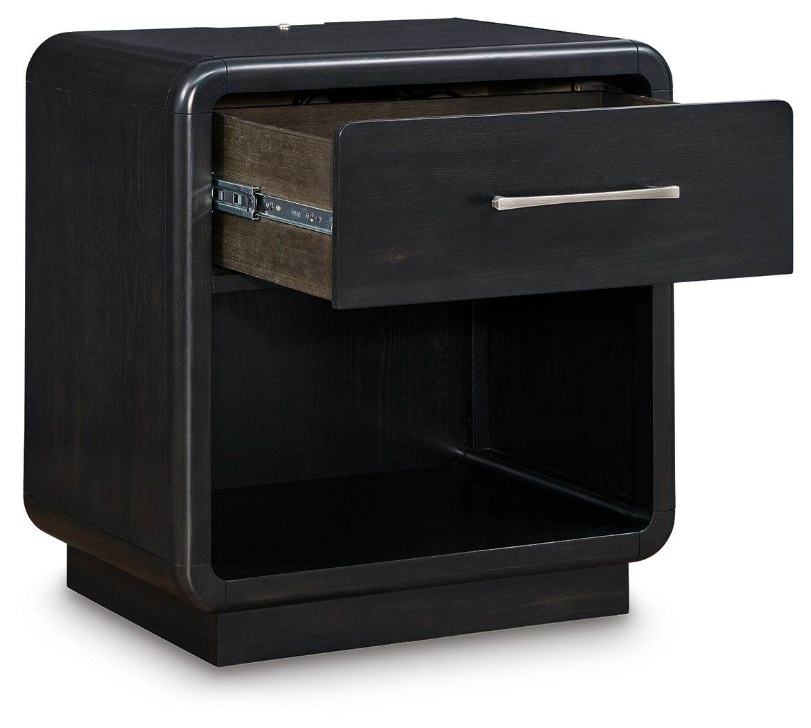 Rowanbeck - Black - One Drawer Night Stand - Forward Furniture