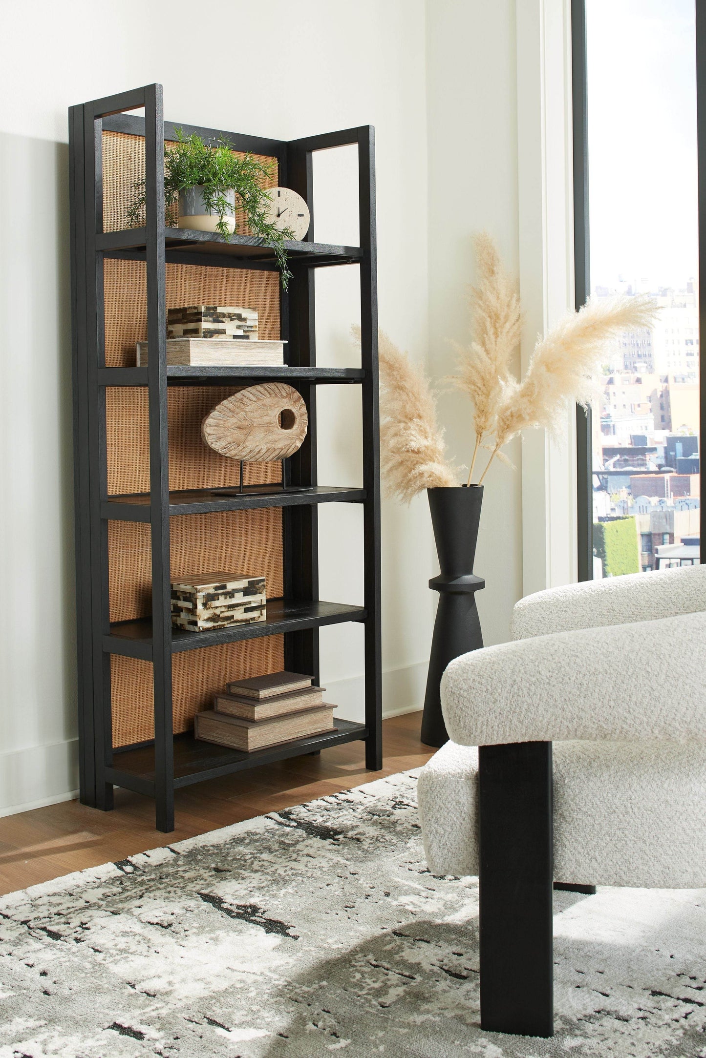 Abyard - Black / Natural - Bookcase - Forward Furniture