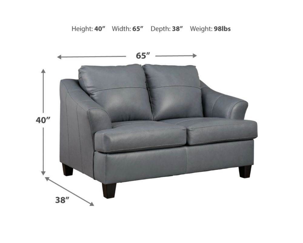 Genoa - Steel - Loveseat - Leather Match - Forward Furniture