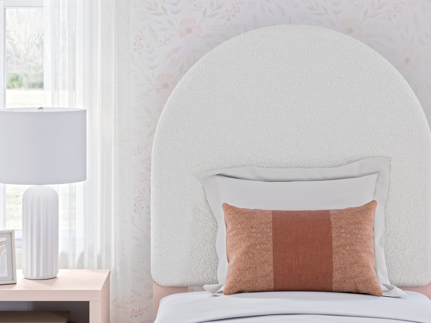 Wistenpine - Twin Upholstered Panel Headboard - Blush