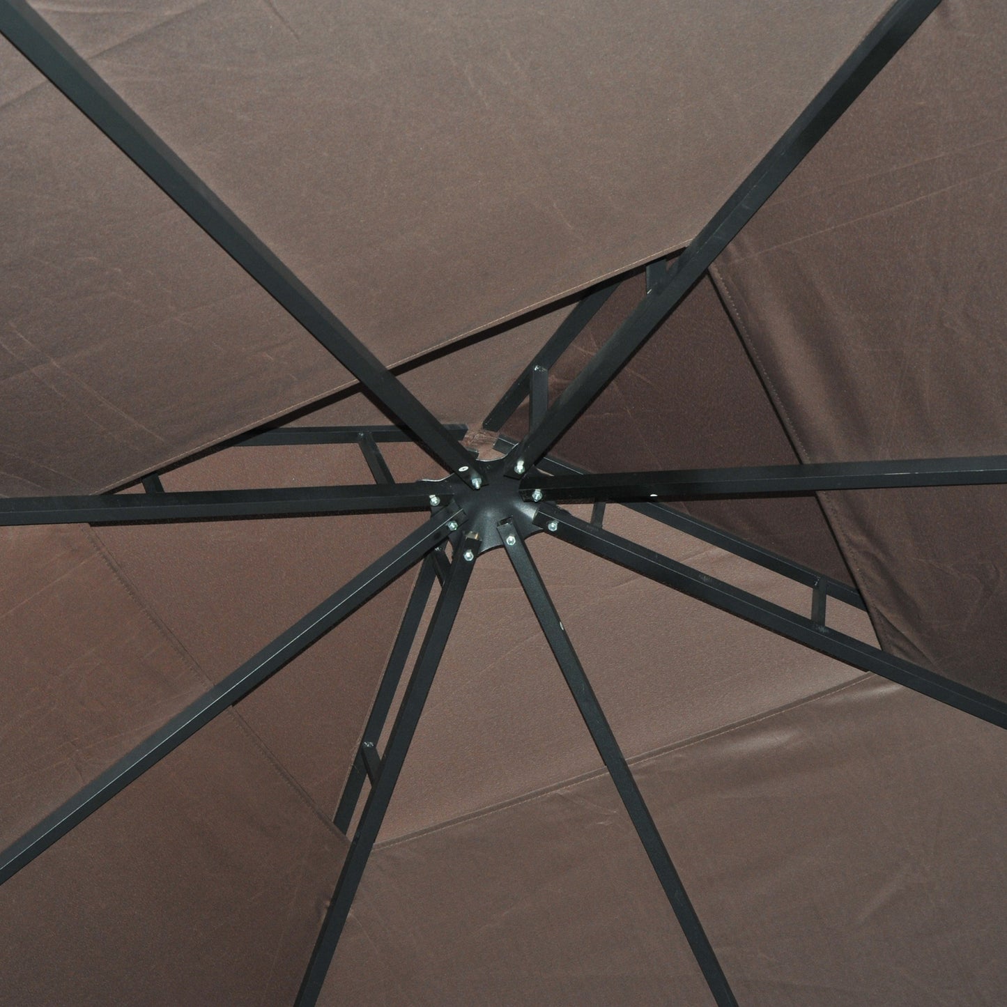 10' x 10' Patio Gazebo Outdoor, Canopy Shelter with Double-tier Roof, Pavilion Sidewalls for Garden Events, Brown
