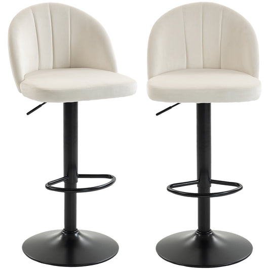 Swivel Counter Height Bar Stools Set of 2 with Footrest - Cream White