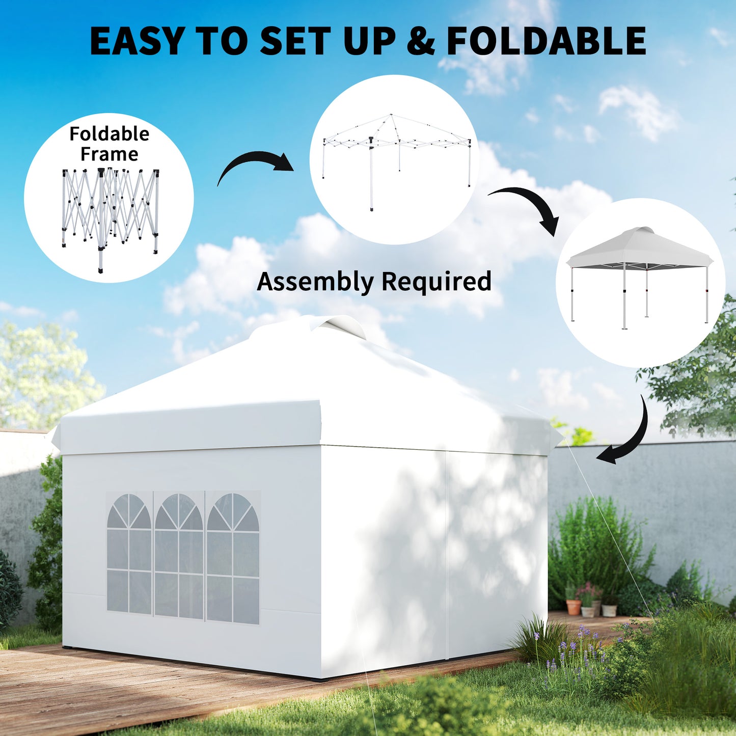 10' x 10' Pop Up Canopy Tent, Instant Sun Shelter, Tents for Parties, with Wheeled Carry Bag, White