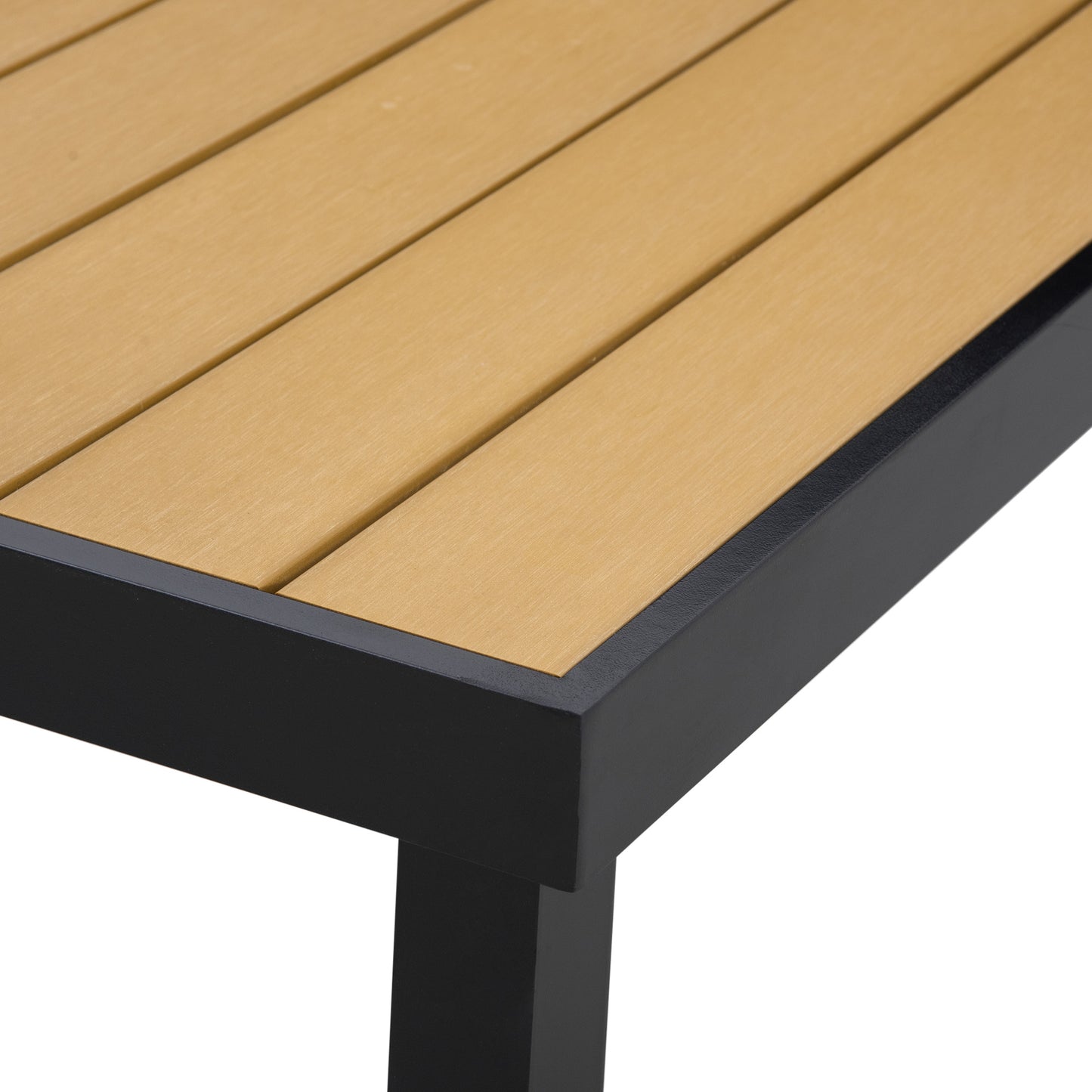 Patio Dining Table for 8, Rectangular Aluminum Outdoor Table for Garden Lawn Backyard, Black