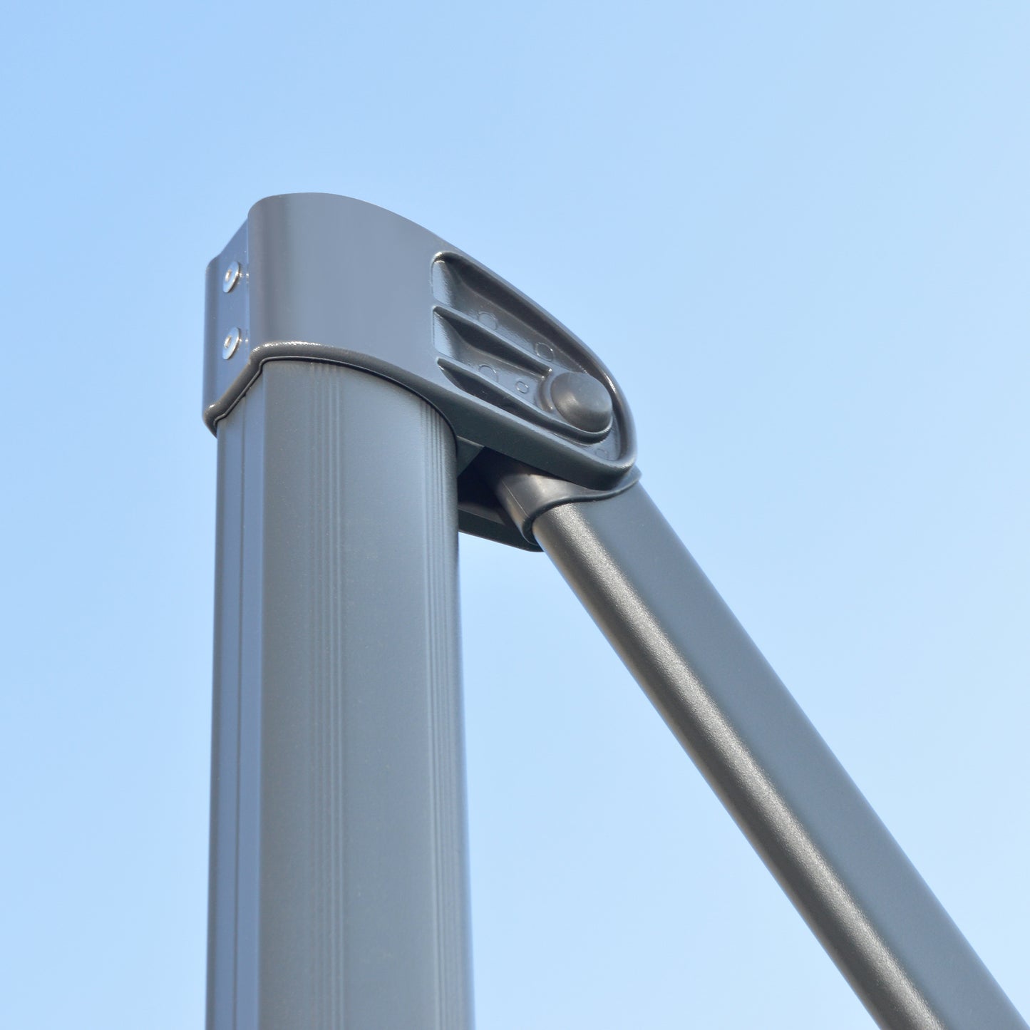 9.6' Cantilever Patio Umbrella Outdoor Hanging Offset Umbrella, Cross Base, 360° Rotation Aluminum Poles, Grey