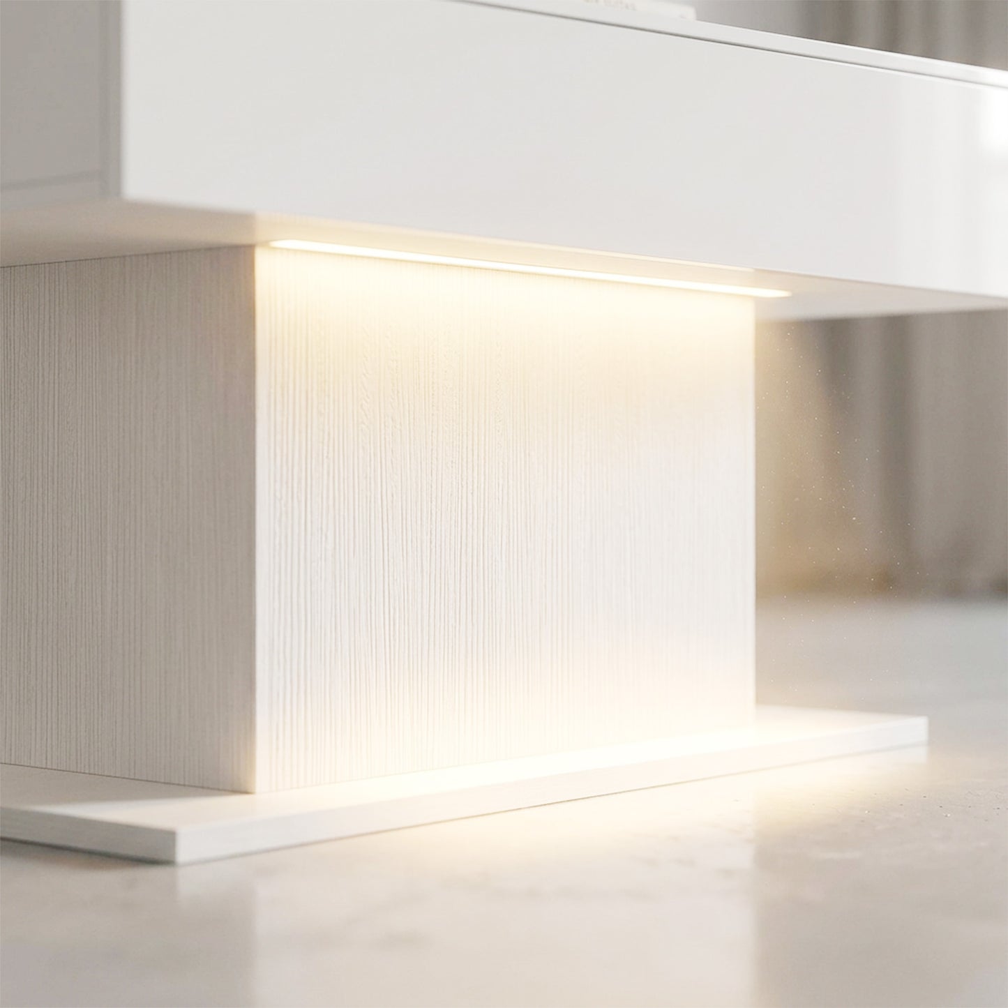 LED Coffee Table with Storage, High Gloss Modern Center Table with 2 Drawers and Remote Control for Living Room, White