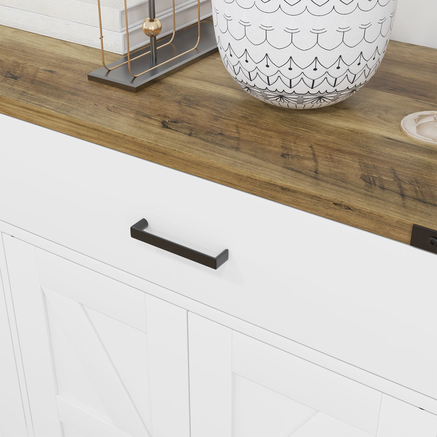 Sideboard Buffet Cabinet, Farmhouse Kitchen Storage Cabinet w/ 2 Drawers and Shelves for Living Room, Entryway
