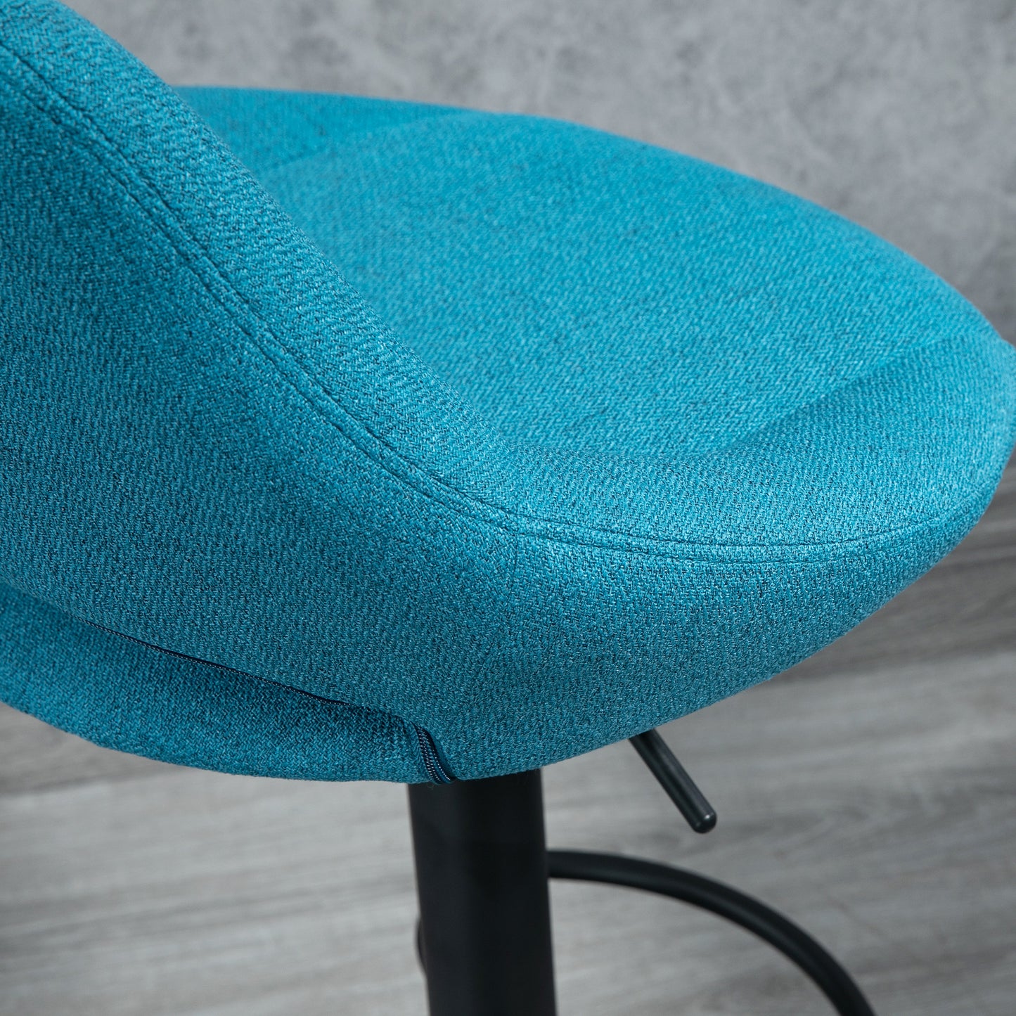 Bar Stools Set of 2, Swivel Counter Height Barstools with Adjustable Height, Linen Upholstered Bar Chairs with Round Metal Base and Footrest, Blue