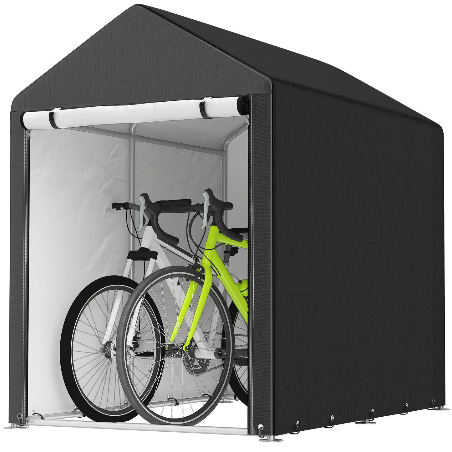 4 x 6ft Outdoor Storage Shed Tent, Portable Shed with Roll-up Door for Motorcycle, Bike, Garden Tools