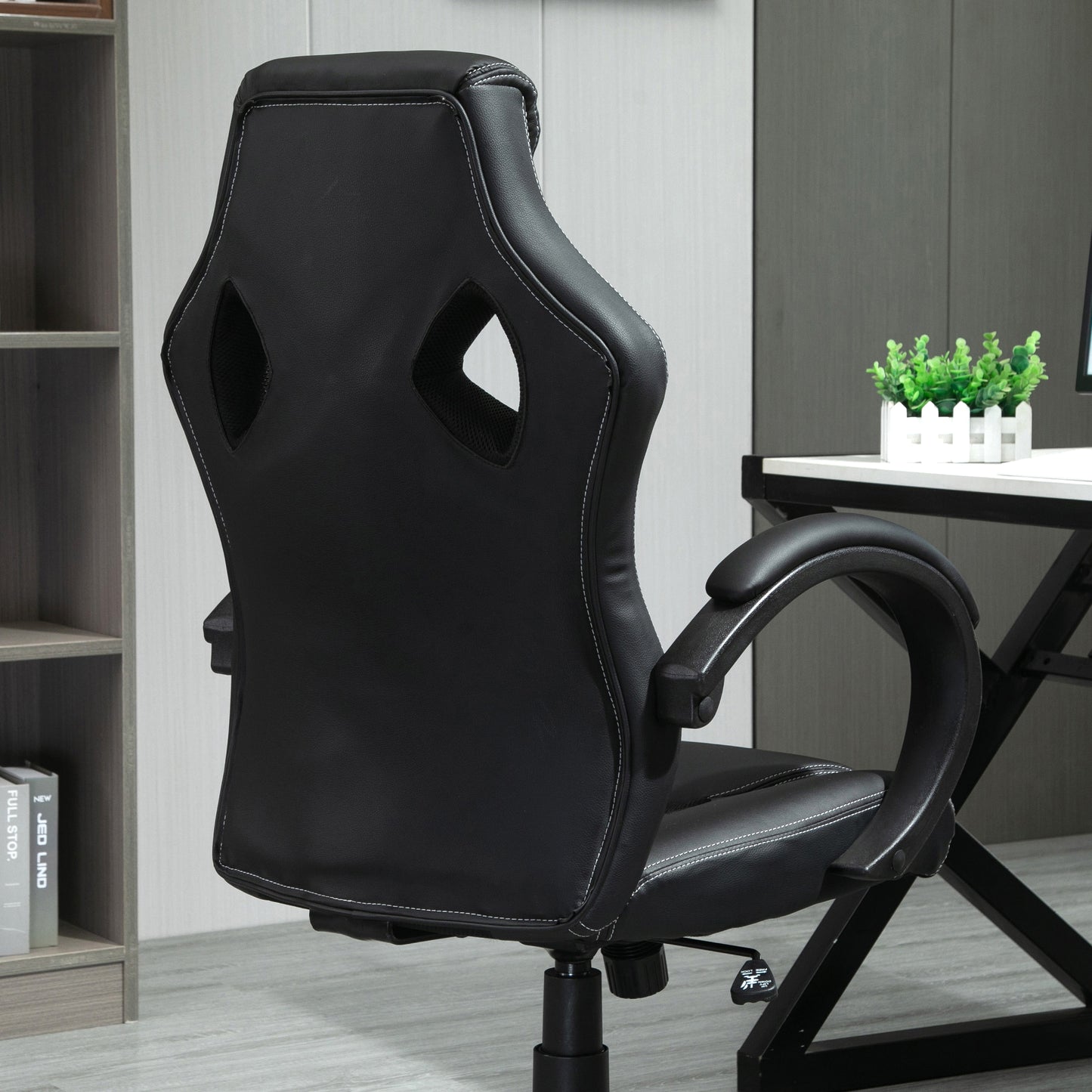 Racing Gaming Chair Office Chair Computer Desk Gamer Chair with Swivel Wheels, Padded Headrest, Tilt Function, Black