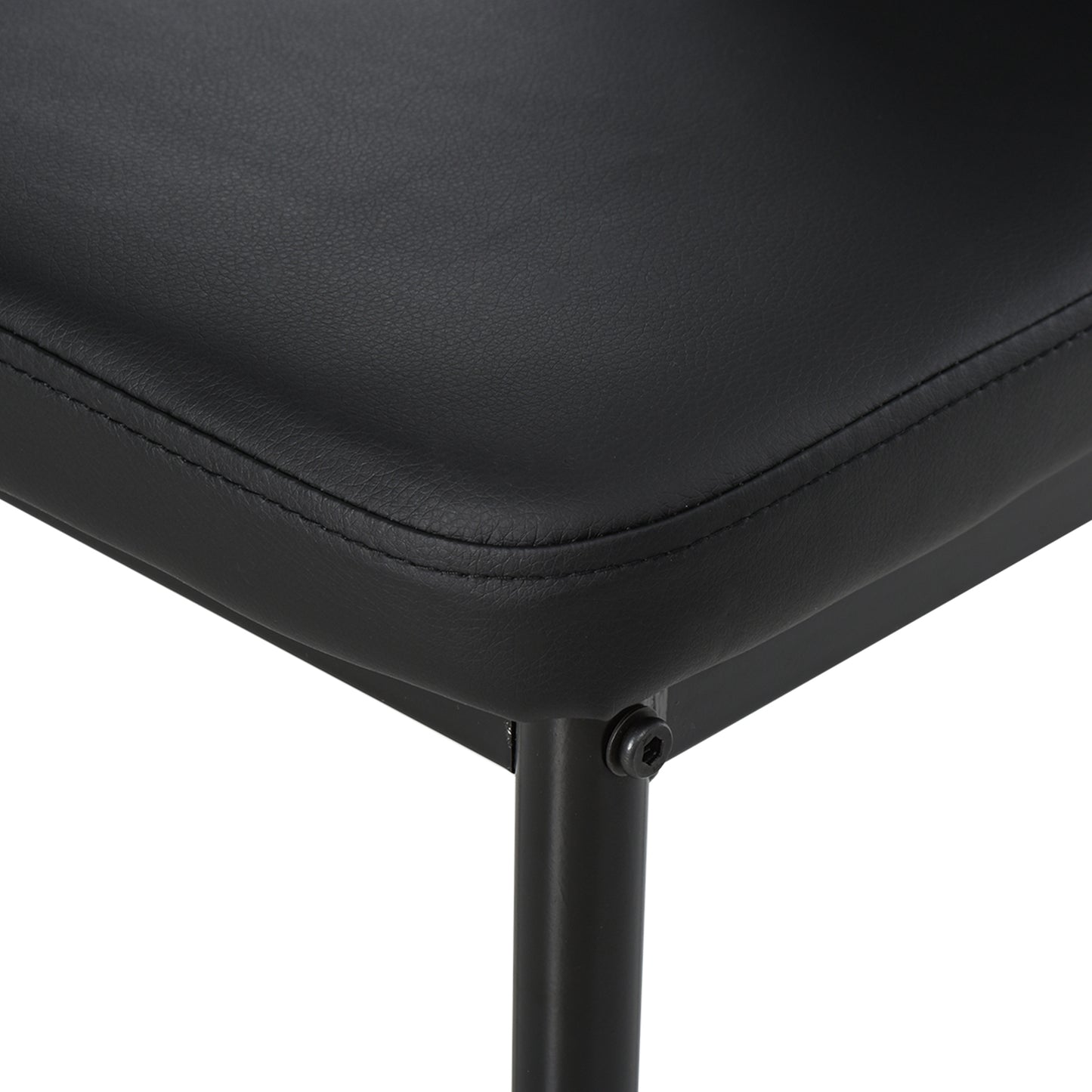 5-Piece Rectangular Glass Kitchen Table and Chairs with Metal Frame and Faux Leather Upholstery for Dining Room, Black