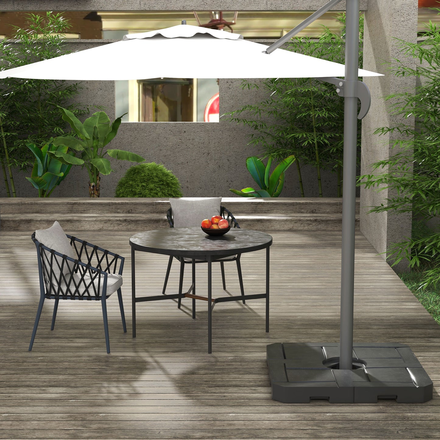 4PCs Patio Umbrella Base, Water or Sand Filled Cantilever Umbrella Weights for Cross Base with Handles, HDPE