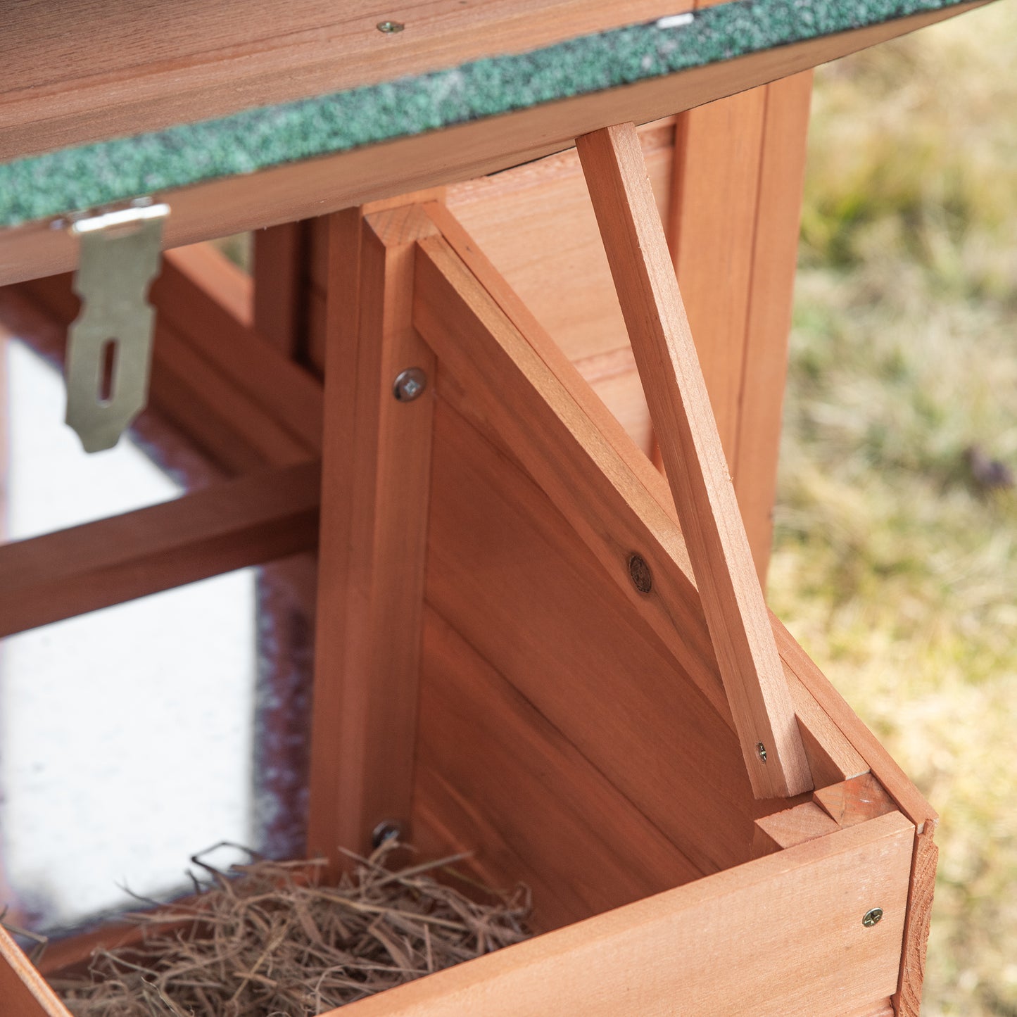 69" Chicken Coop Wooden Hen House Rabbit Hutch Poultry Cage Pen Outdoor Backyard with Outdoor Run Resting Nesting Box Removable Tray Waterproof Asphalt Roof Lockable Door Yellow and Green