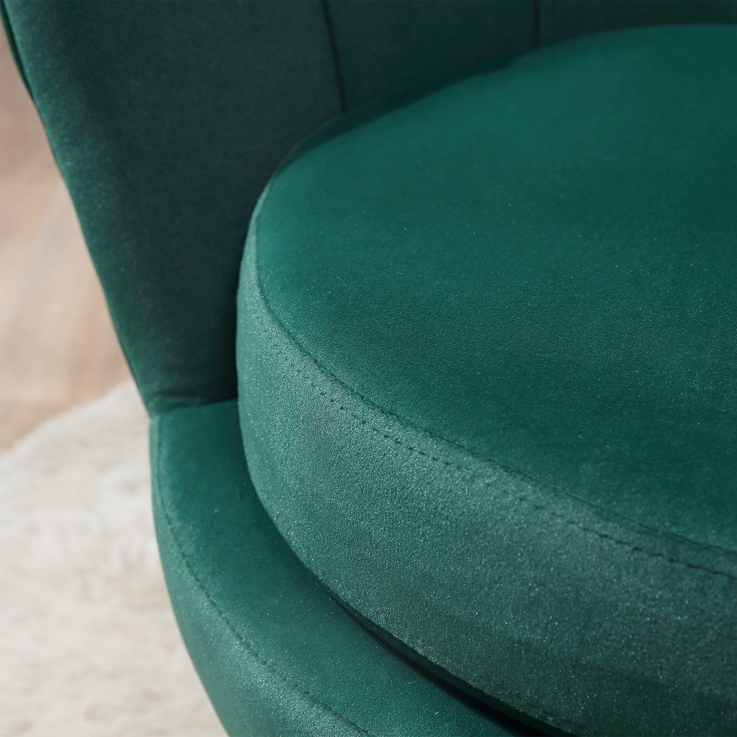 Modern Accent Chair, Velvet-Touch Fabric Leisure Club Chair with Gold Metal Legs for Bedroom, Dark Green