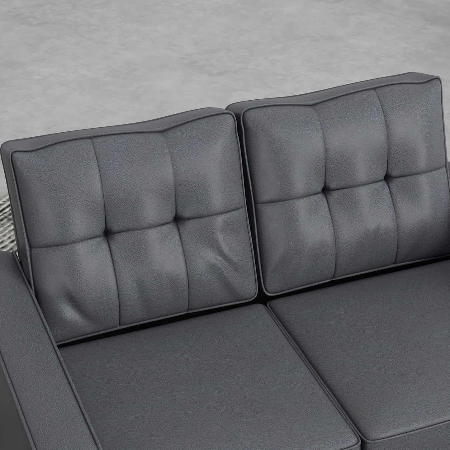 51" PU Leather Loveseat, Upholstered Double Sofa Couch with Armrests, Tufted Backrest, Pocket Spring and Sponge Padded Cushion for Living Room, Bedroom, Home Office, Grey