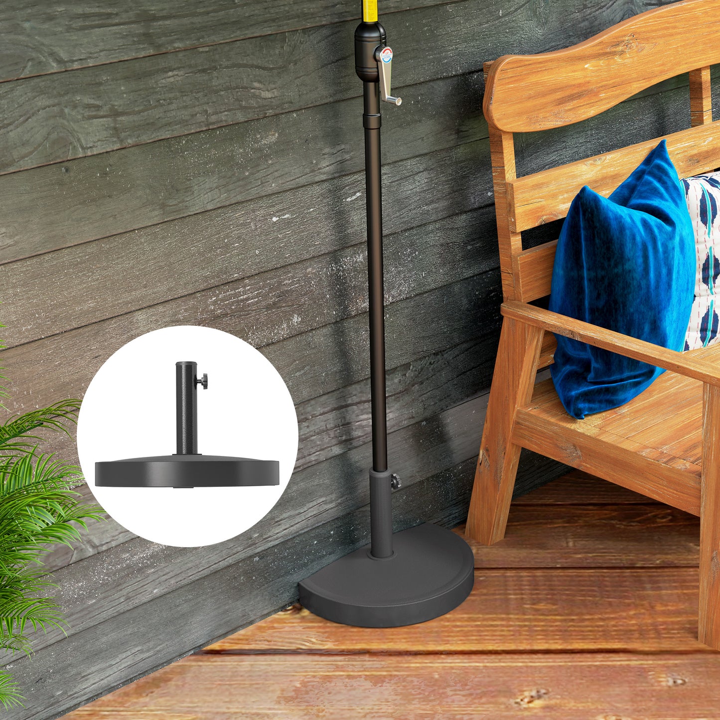 20 lbs Black Resin Half Parasol Base