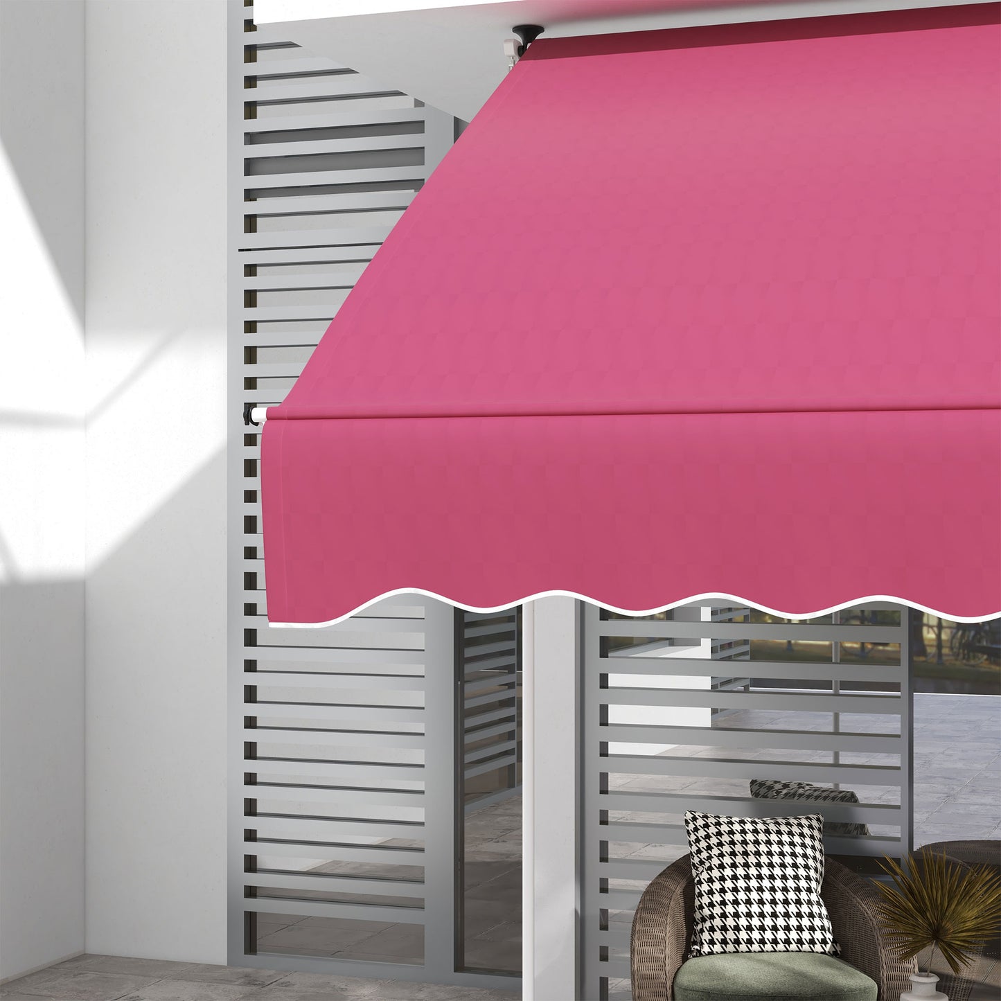 6.6'x5' Manual Retractable Patio Awning Sun Shelter Window Door Deck Canopy, Water Resistant UV Protector, Wine Red
