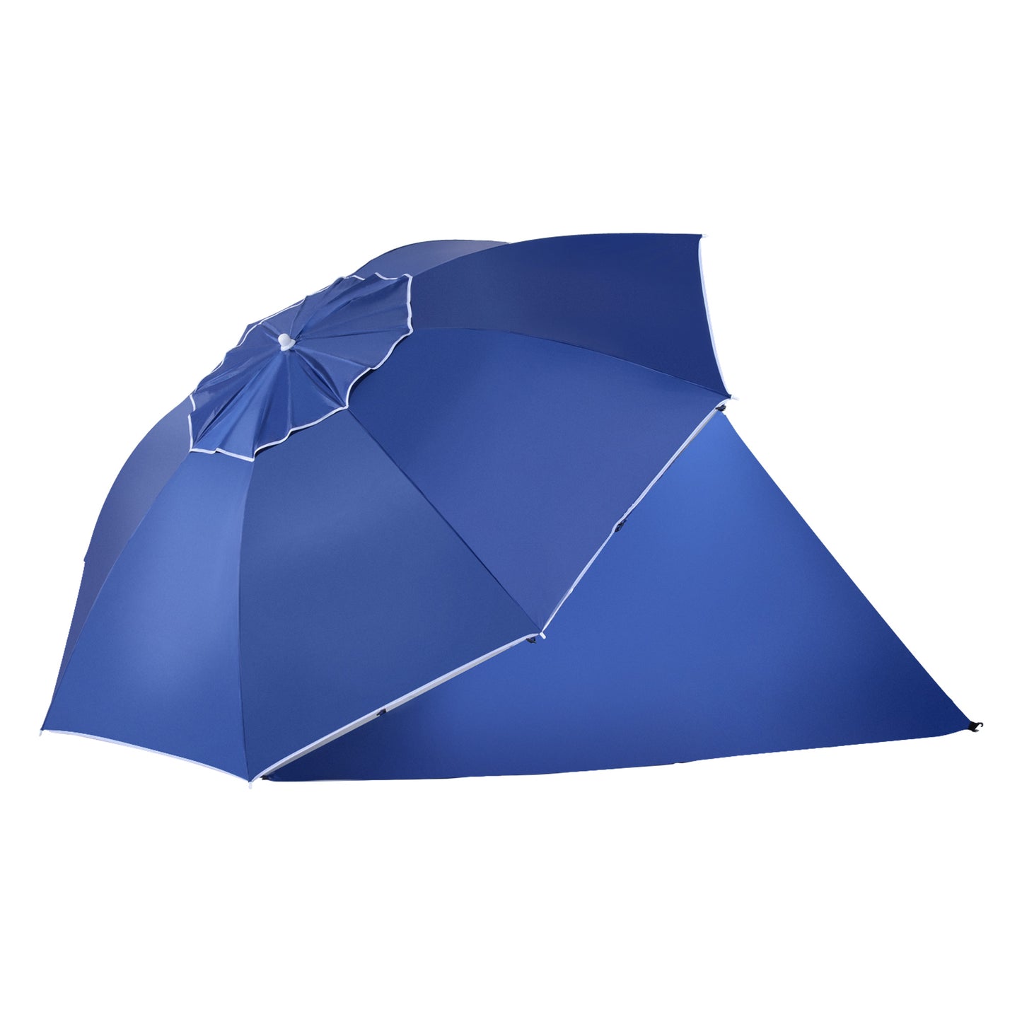 7.5FT 2-in-1 Beach Umbrella with Carry Bag, Umbrella Shelter with Silver Coated UPF50+ UV Protection and Adjustable Height for Camping, Fishing, Backyard, Blue