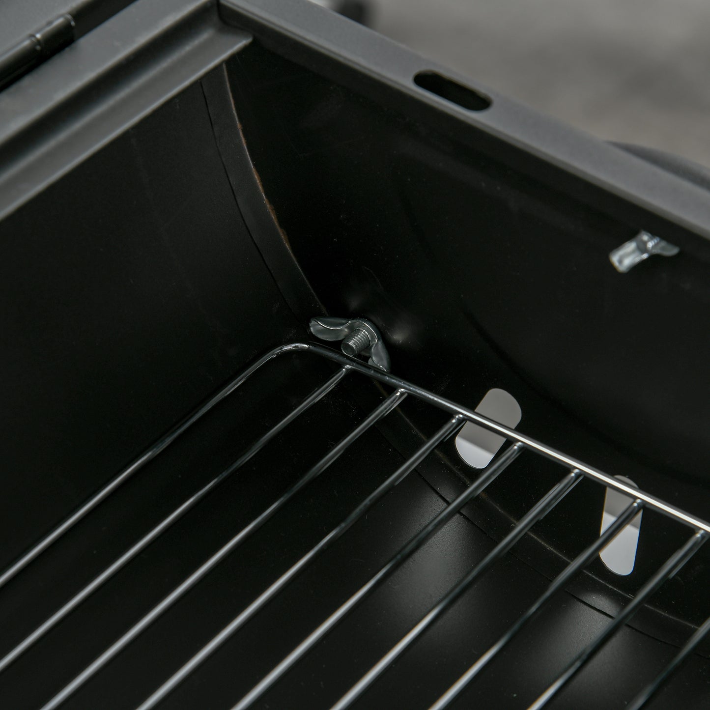 Outdoor Charcoal BBQ Grill, Tabletop Folding Barbecue Grill with Handle, 17.3" x 9.8" x 14", Black