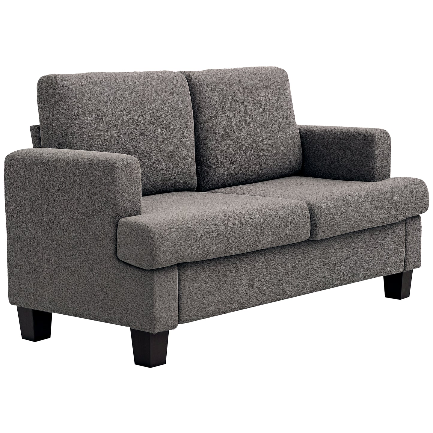 54.3" Loveseat Sofa, 2 Seater Sofa with Removable Cushions, Small Couch with Solid Wood Frame for Living Room, Dark Grey
