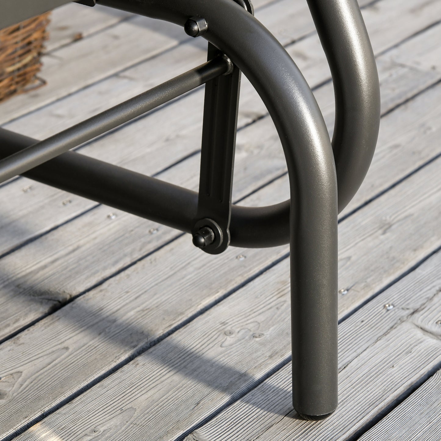 Patio Glider Outdoor Glider Chair with Breathable Mesh Seat & Backrest, Armrests and Metal Frame, Black