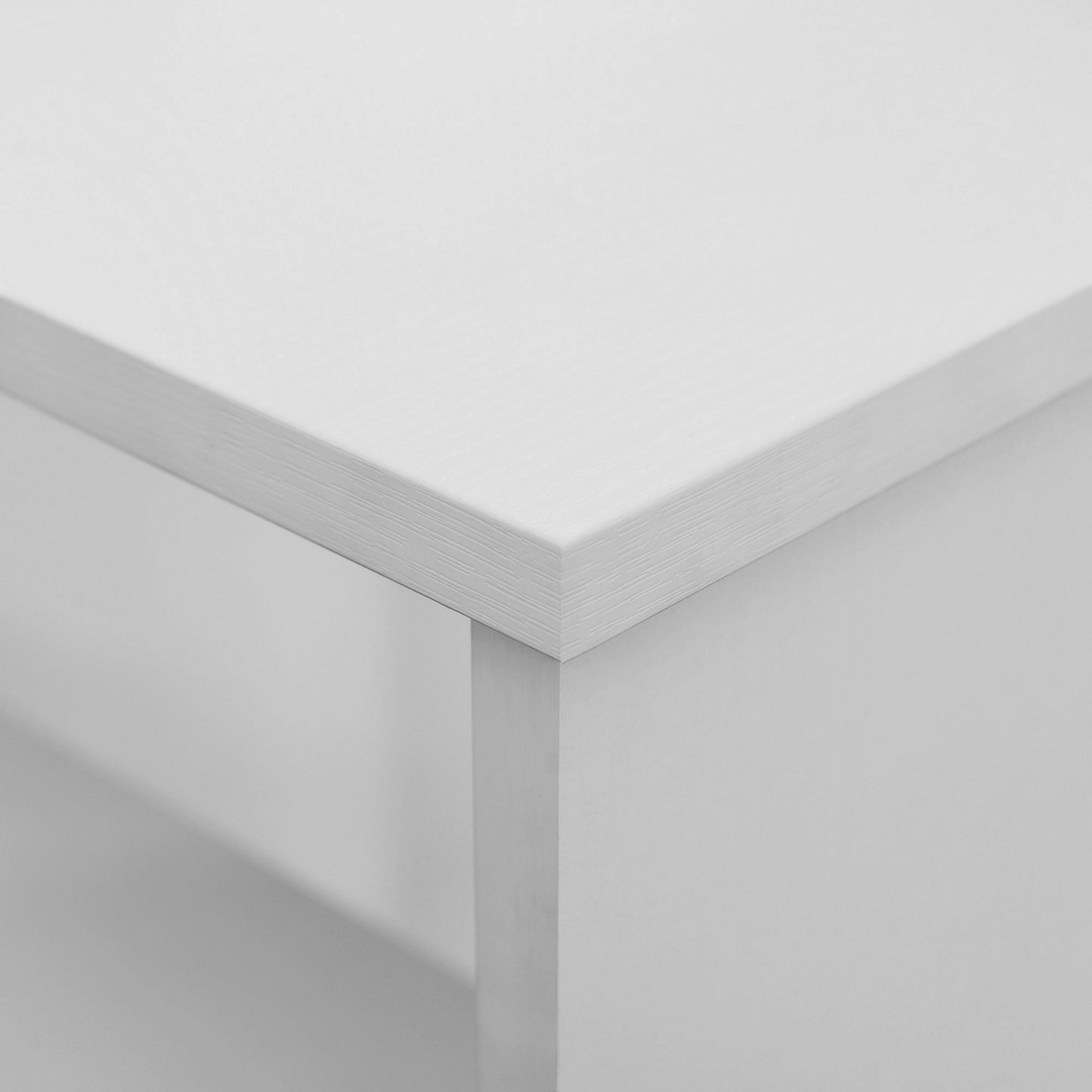47" L Shaped Desk, 360° Rotating Corner Desk, Reversible Computer Writing Table Workstation with Storage Shelf for Home Office, White