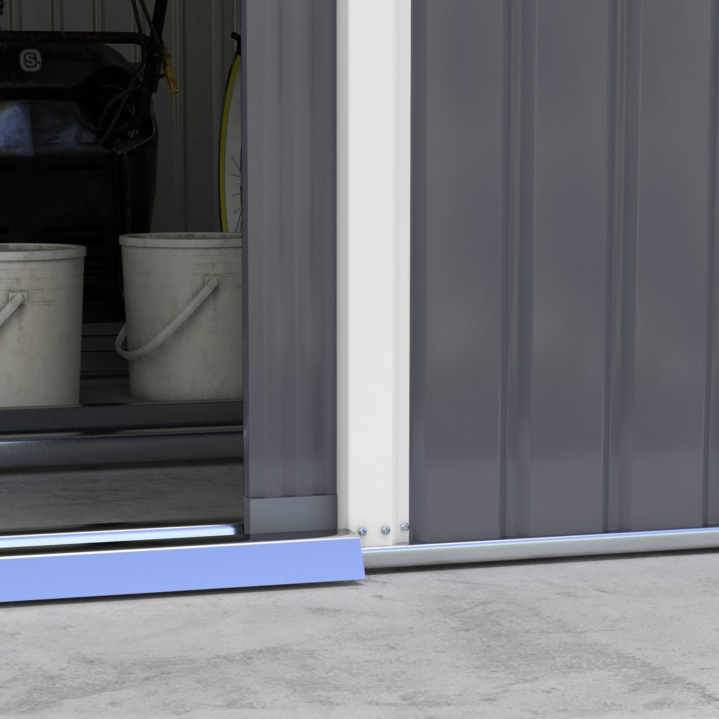 11.2ft x 12.5ft Practical Backyard Garden Storage Tool Shed 4 Ventilation Slots Double Sliding Door, Grey