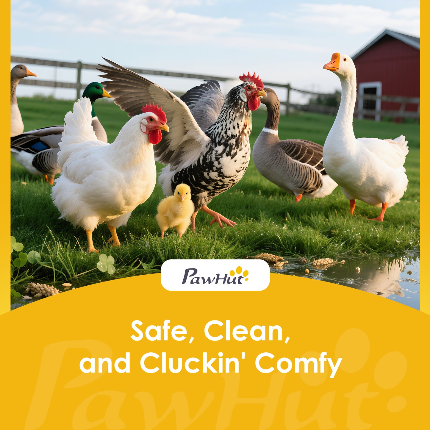66.5" Large Chicken Coop, Wooden Chicken House with 2 Nesting Boxes, Sliding Tray & Ramp, for Outdoor Backyard Farm
