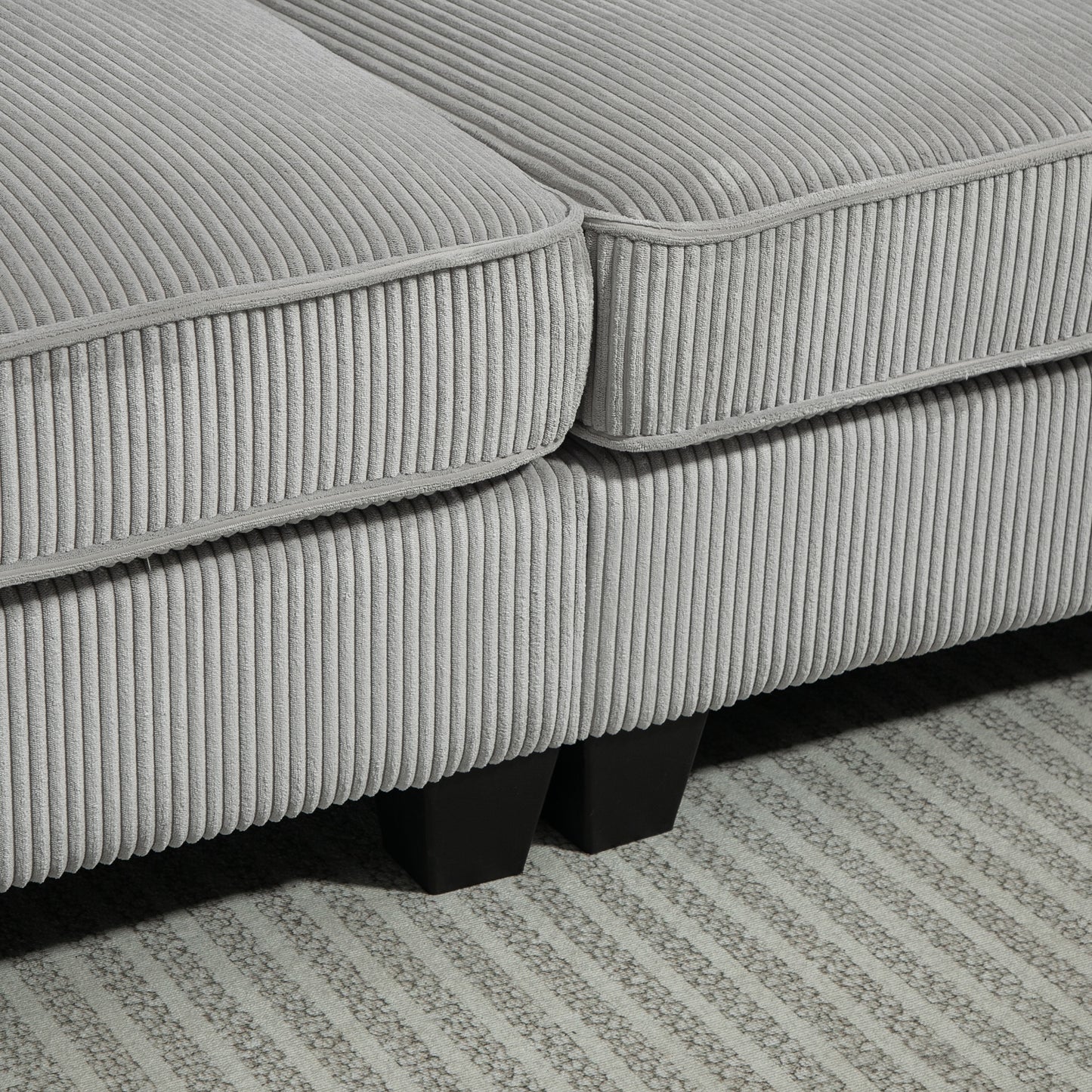 Three Seater Sofa, Fabric 3 Seater Couch with Spring Cushion and Cup Holders for Living Room, Bedroom, Light Grey