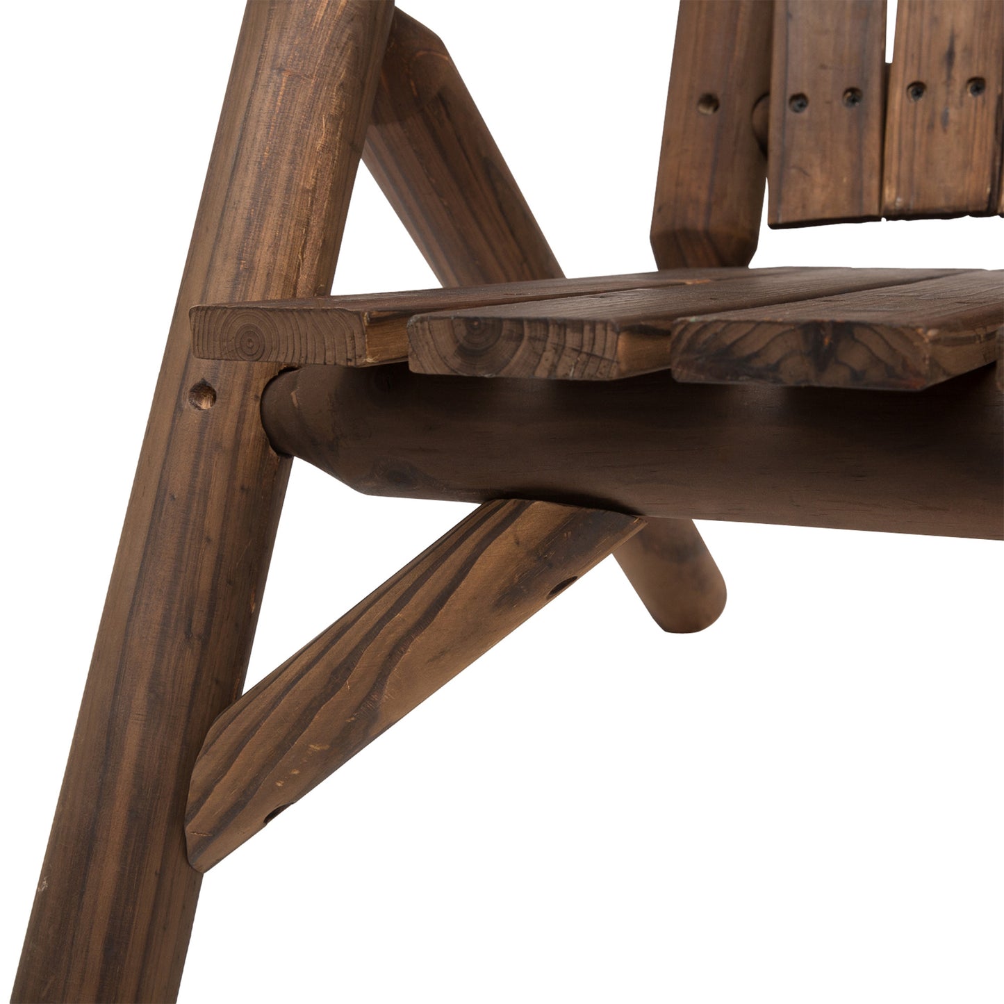 Wood Adirondack Patio Chair Bench with Center Coffee Table, for Lounging and Relaxing Outdoors Carbonized